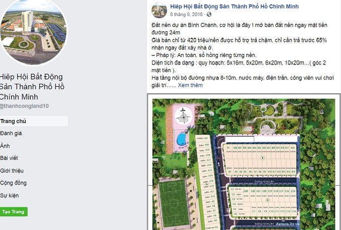 Cảnh báo: Lập website giả Hiệp hội Bất động sản TP.HCM để bán đất