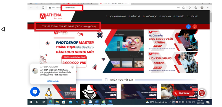 CẢNH BÁO: Xuất Hiện  Website Lừa Đảo Giả Mạo TRUNG TÂM ĐÀO TẠO ATHENA