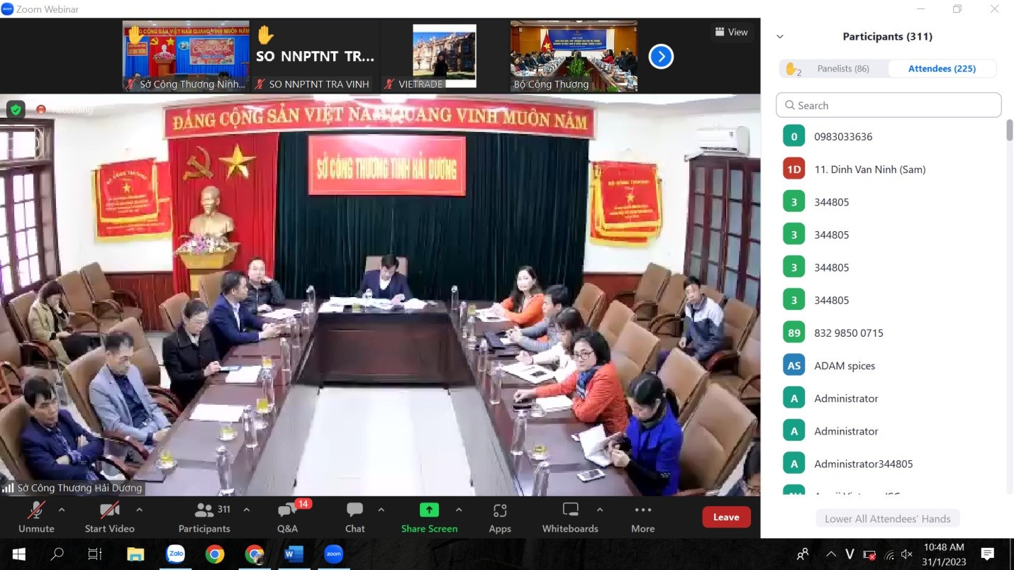 Hội nghị giao ban xúc tiến thương mại với hệ thống Thương vụ Việt Nam ở nước ngoài tháng 1/2023