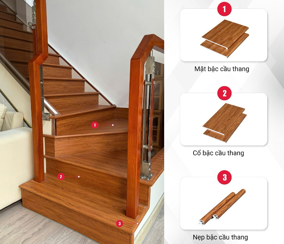 A-Z bậc cầu thang nhựa giả gỗ: Ưu điểm, báo giá và lưu ý khi thi công